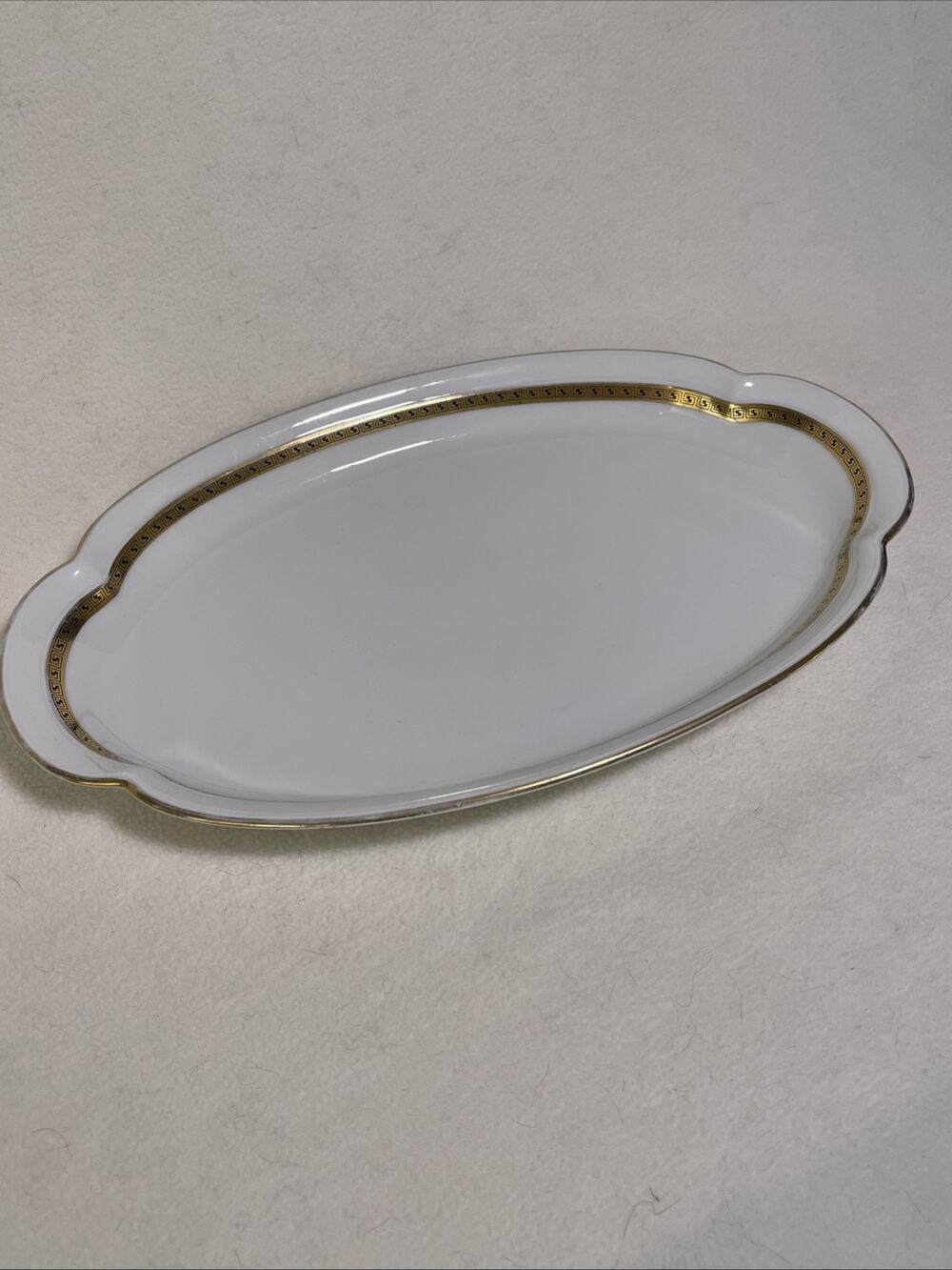 Antique Porcelain White /Gold Gilded Small Platter Royal Tettau